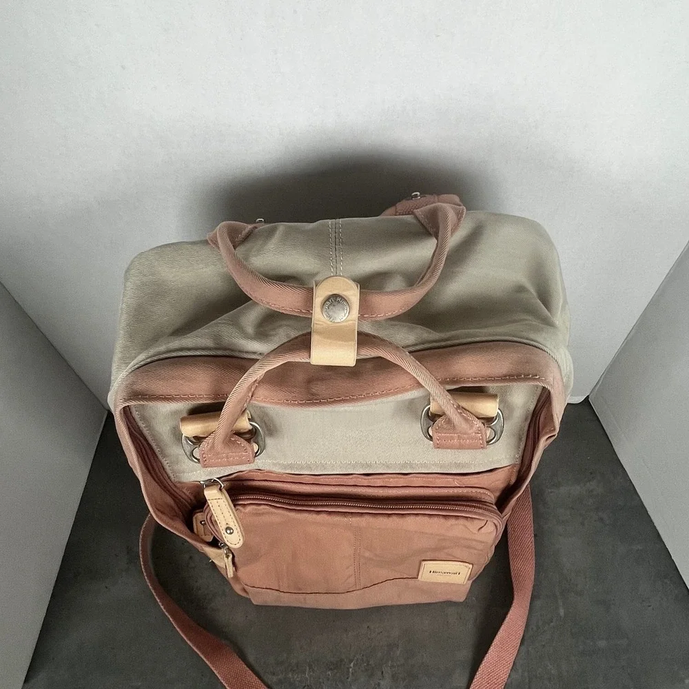 Himawari Travel Backpack Pink Beige‎ Nylon Multi Pocket School Laptop Bag